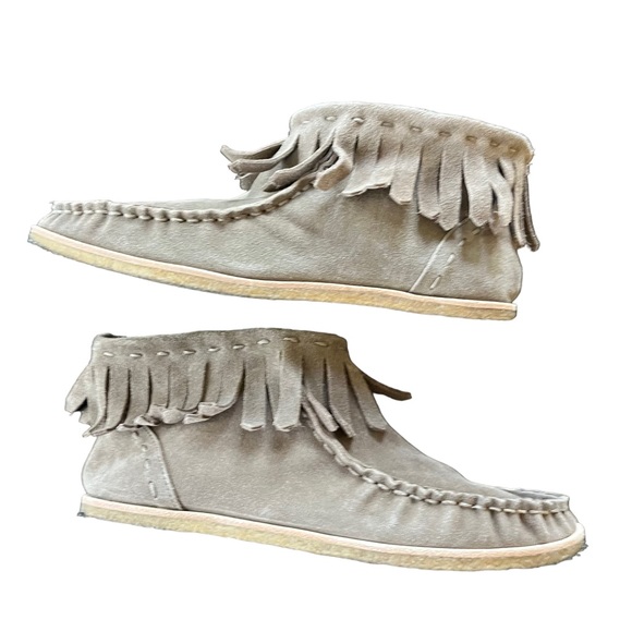 Splendid Womens Brown Suede Fringe Moccasins Ankle Boot Shoes size 8 - Picture 7 of 11